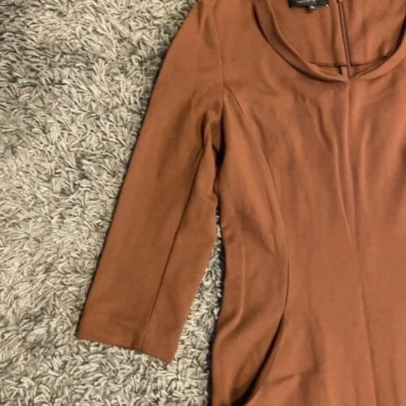 Lafayette 148 New York 3/4 Sleeve Sheath Dress In Sienna Brown Size 8 Women